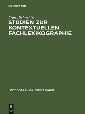 cover image of Studien zur kontextuellen Fachlexikographie